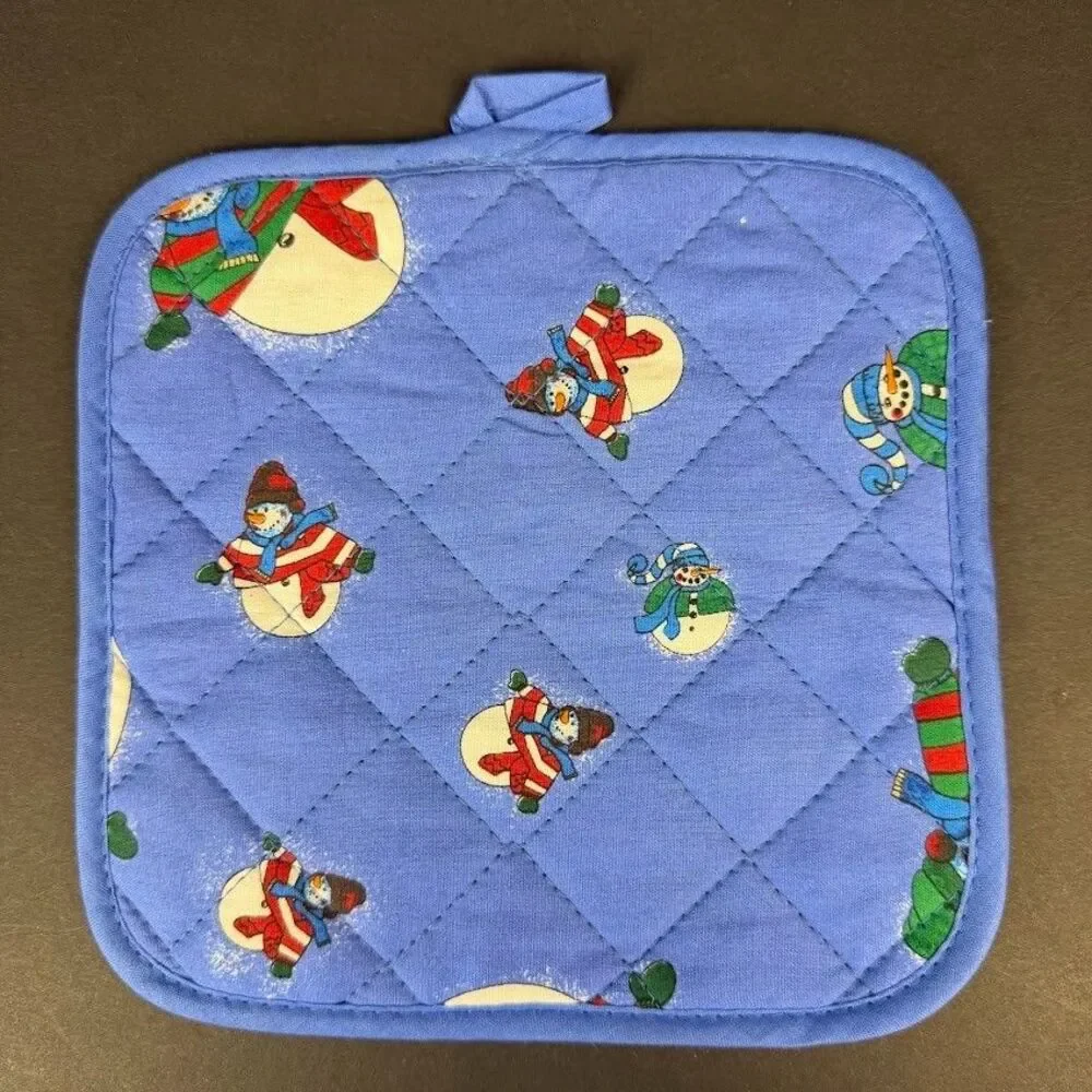 Set of 3 Cotton Christmas/Winter Pot Holders-Snowmen, Santa, Penguin, Polar Bear